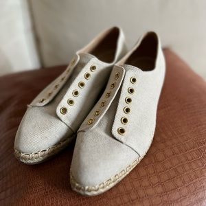 M Gemi natural linen lace up espadrille flat 36.5